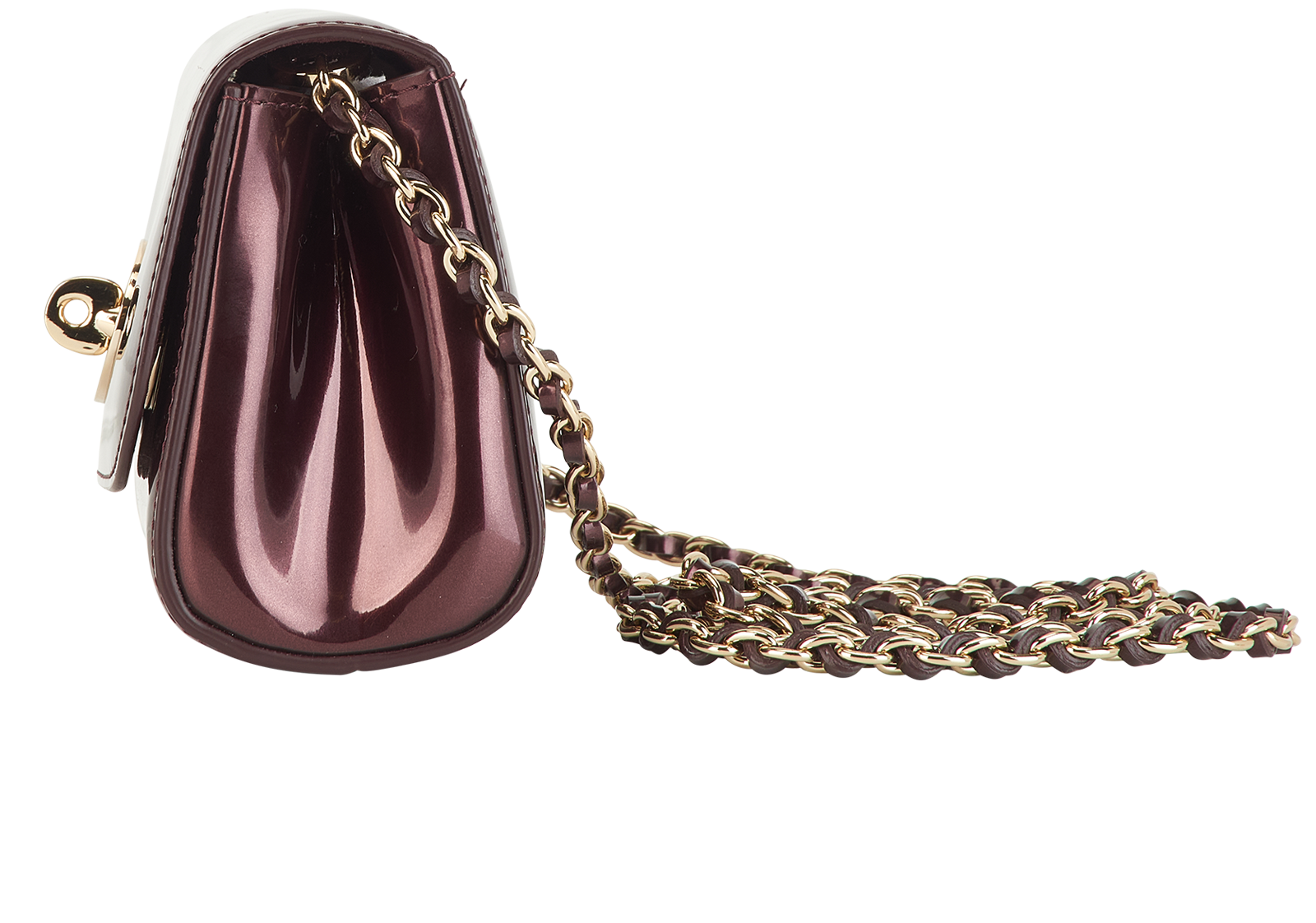 Mini Lily, &pound;295, Handbags, Burgundy, Patent Leather, Bottom view